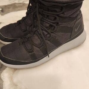 Nike Black High-Top Quilted Sneakers with Light Gray Sole